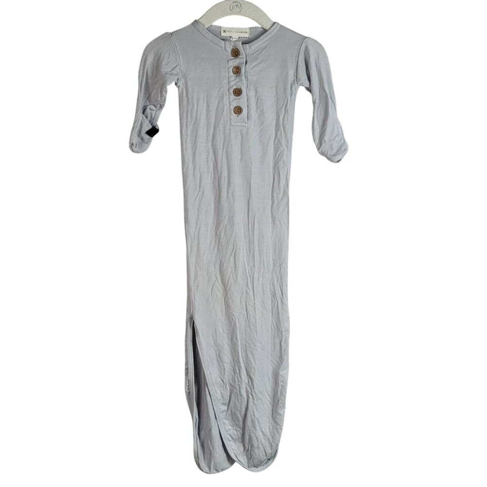 Papillon Bebe Unisex Knotted Gown Gray Dove 0-3M Fold Over Hands Made in USA